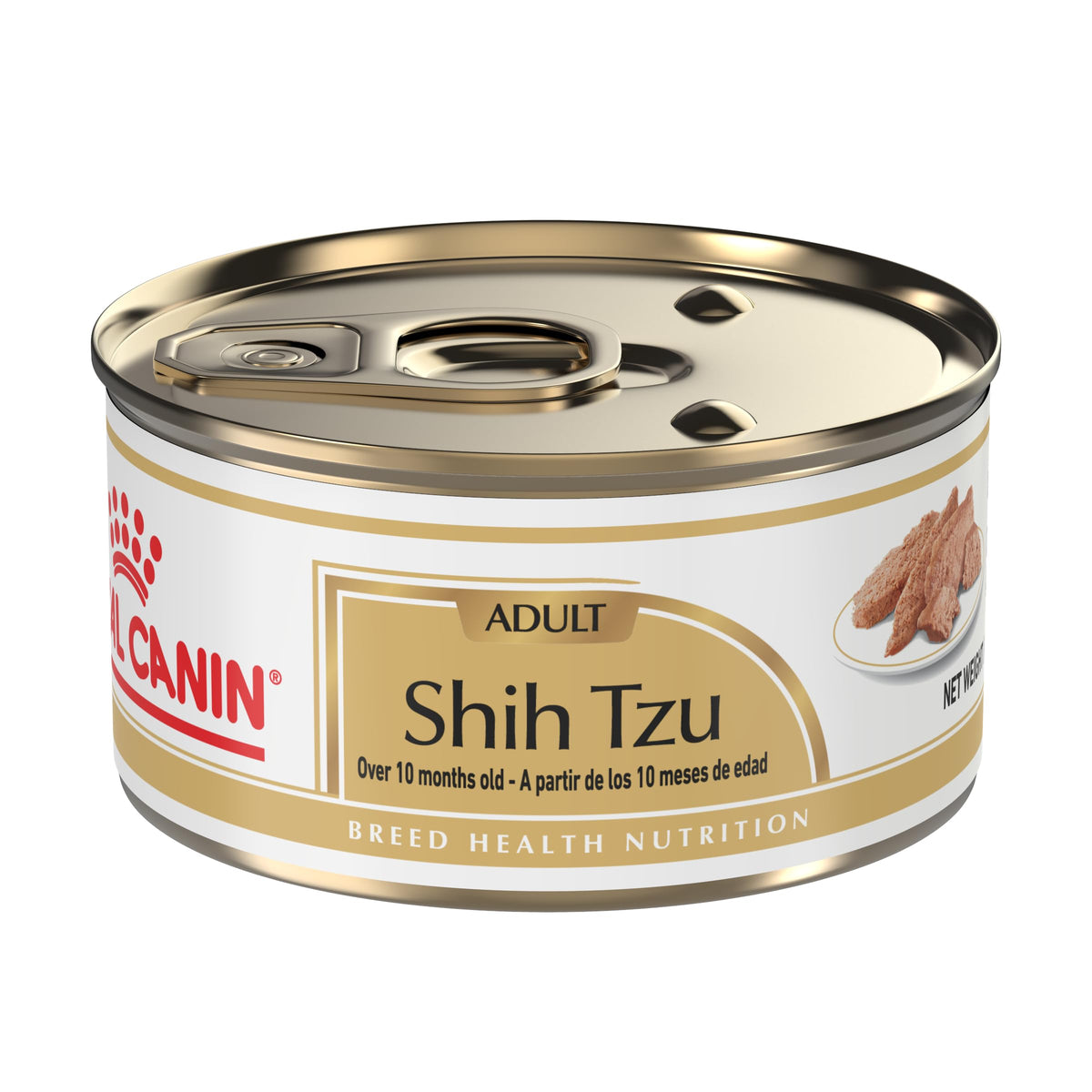 Royal Canin Shih Tzu loaf in sauce in a bowl, easy to eat for small breeds.