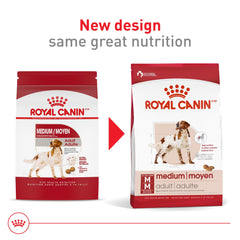 Close-up of Royal Canin Size Health Medium kibble texture for palatability.