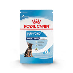 Royal Canin Size Health Nutrition large breed puppy kibble supports growth with balanced nutrition.