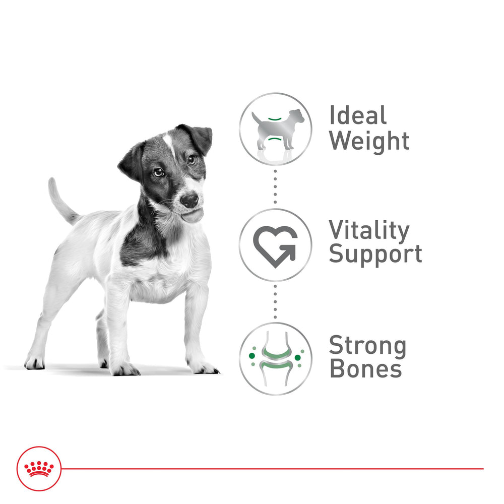 Royal Canin Size Health Nutrition Small 8+ nutrition panel lists essential minerals.