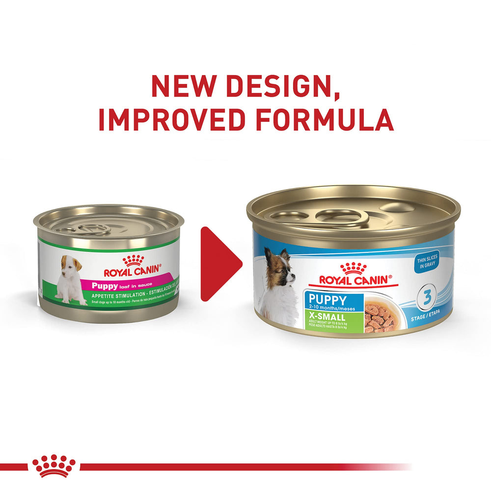 Royal Canin X-Small Puppy thin slices in gravy, easy to chew for tiny puppies