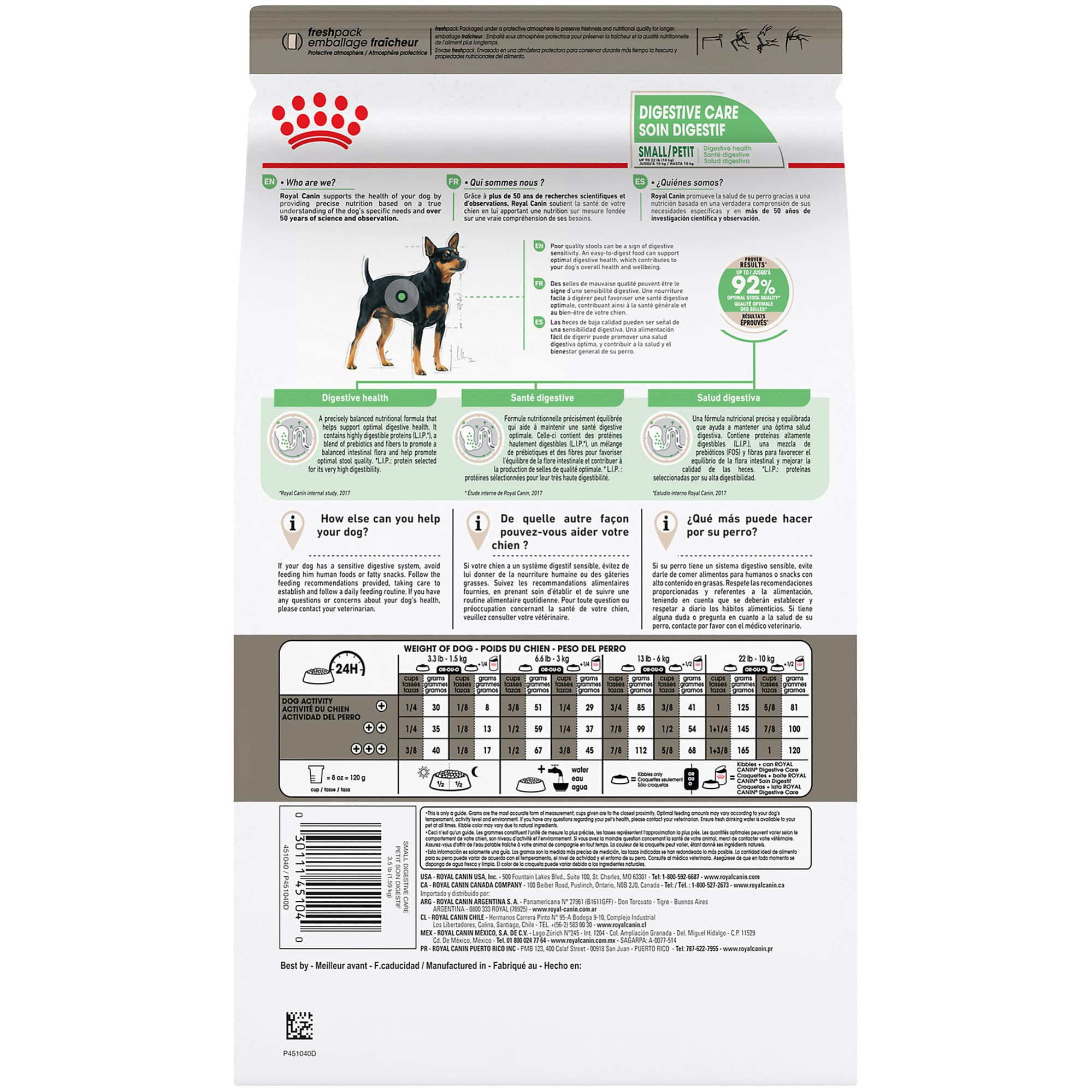 Royal Canin Small Digestive Care kibble pour showing texture variety