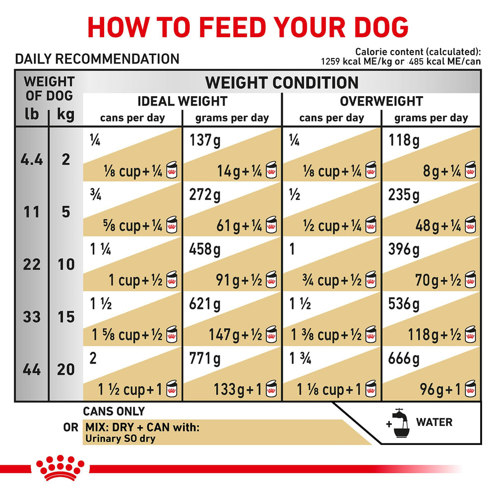 Royal Canin Urinary SO Moderate Calorie dog-food cup—ideal for daily meals.