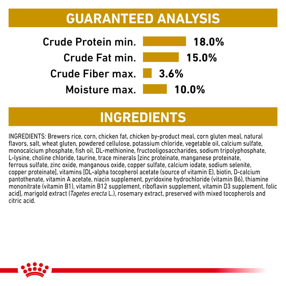 Royal Canin veterinary-exclusive formulation underscores premium pet nutrition.