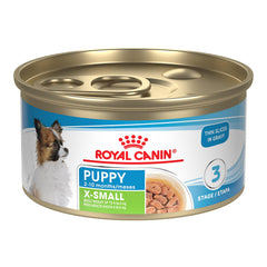 Royal Canin XS puppy thin slices in gravy served in a bowl for easy eating