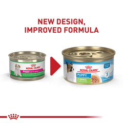 Royal Canin XS puppy wet food closeup highlights soft gravy texture