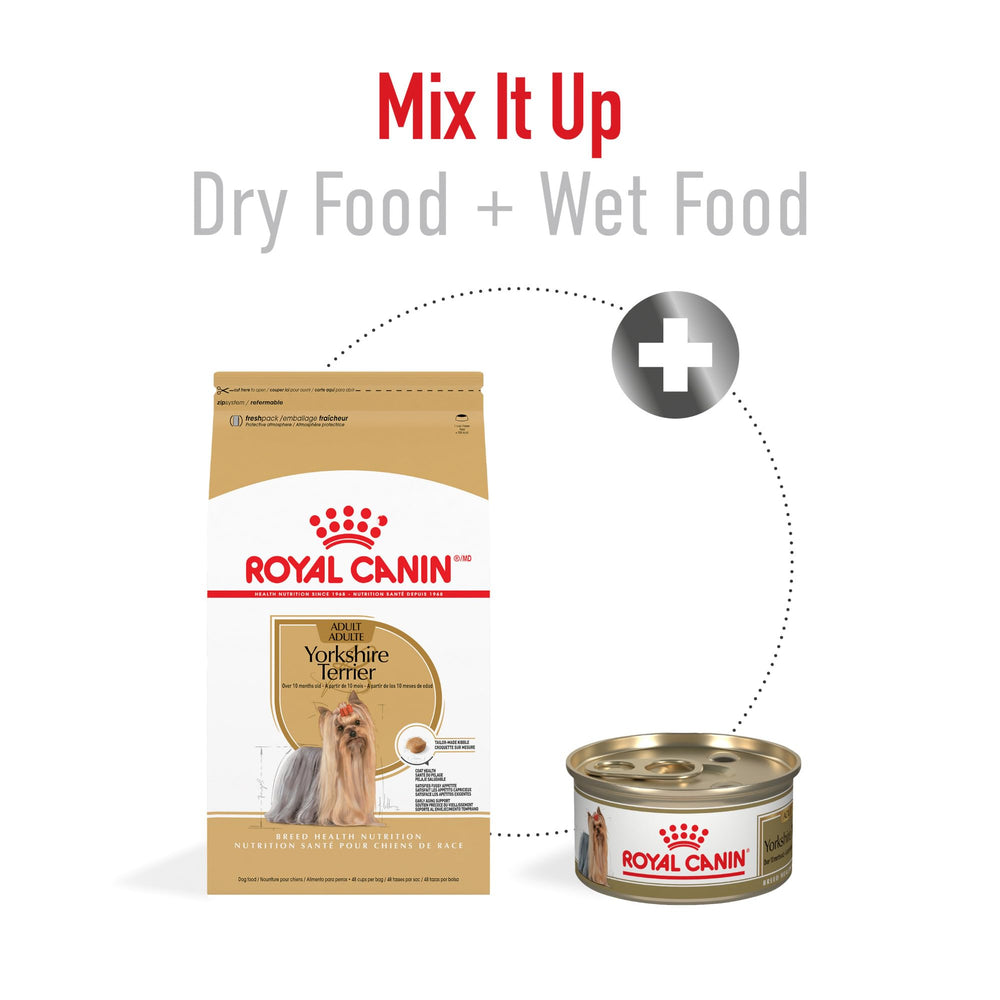 Royal Canin Yorkshire Terrier vitality formula includes vitamin C, EPA and DHA for energy.