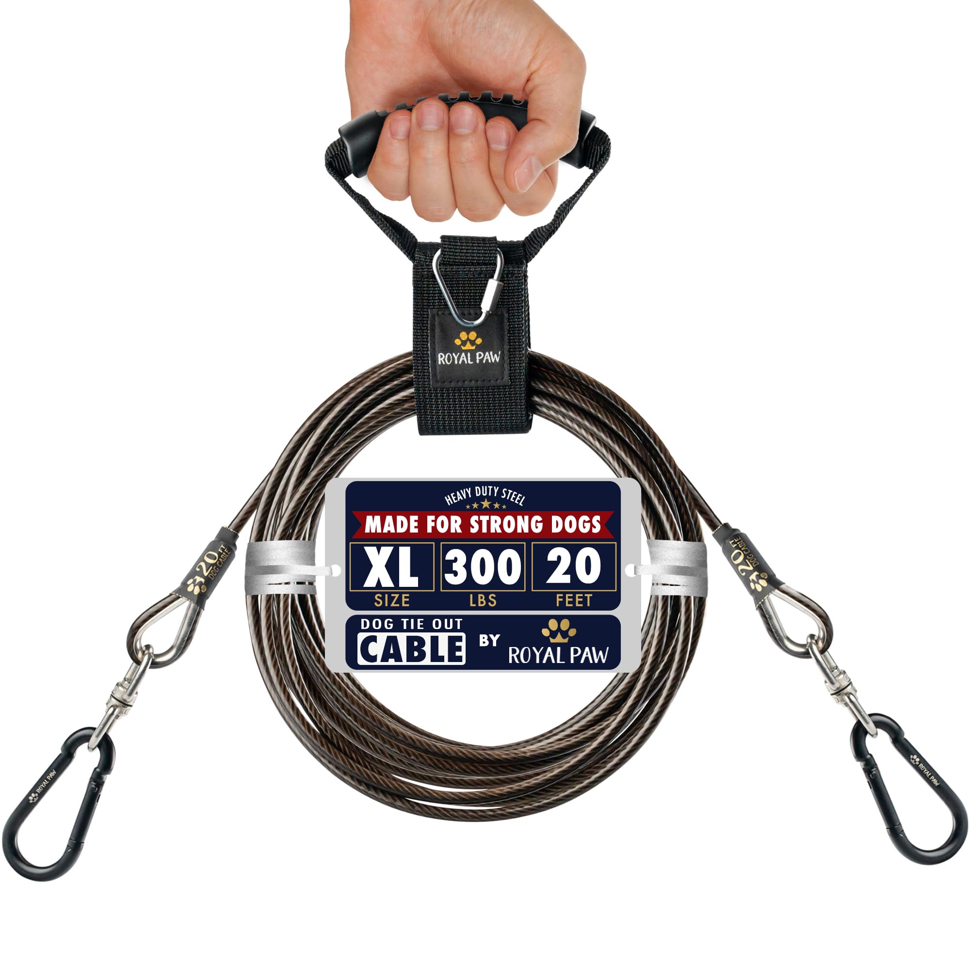 Royal Paw dog tie-out cable 6mm ideal for secure outdoor play with large dogs.