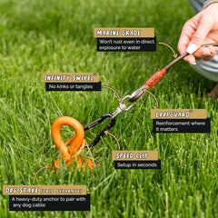 ROYAL PAW Dog Tie Out Cable marine-grade stainless steel resists rust in wet environments