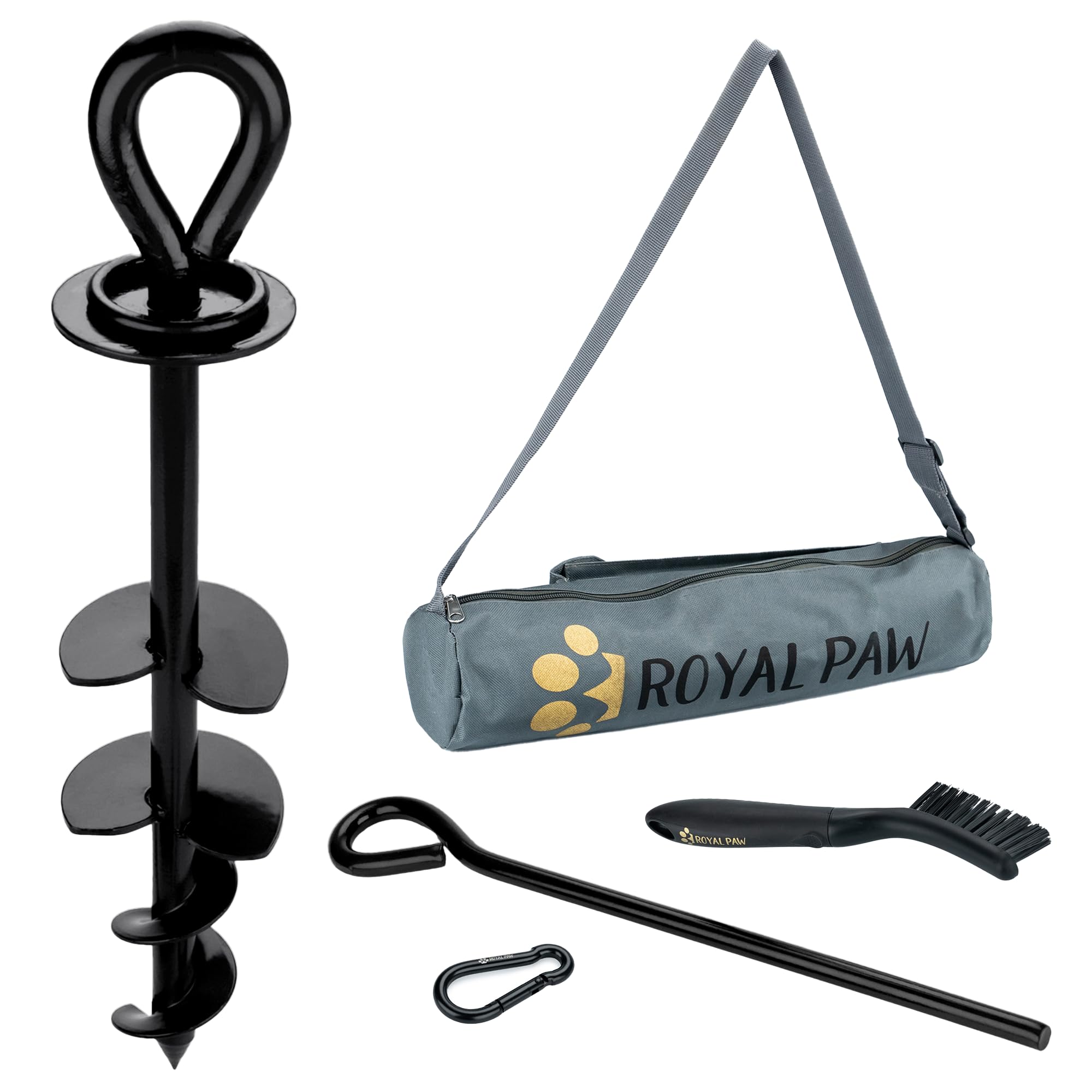 ROYAL PAW dog tie out stake packaging shows luxury, gift-ready presentation.