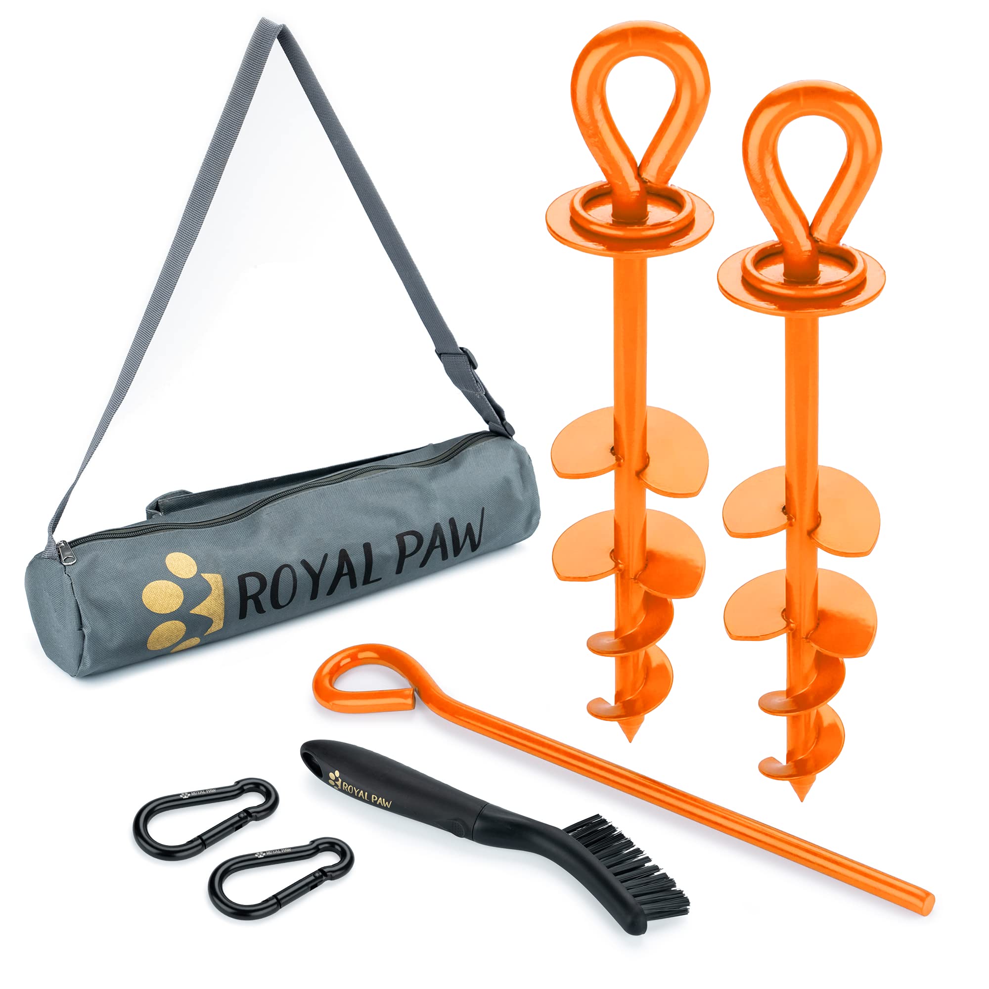 ROYAL PAW tie-out stake heavy dog anchor shown for large breeds, offering reliable yard restraint.