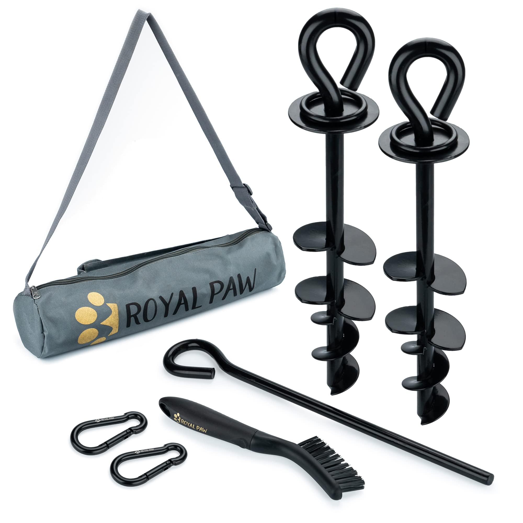 ROYAL PAW tie out stake in-ground anchor secures large dogs.