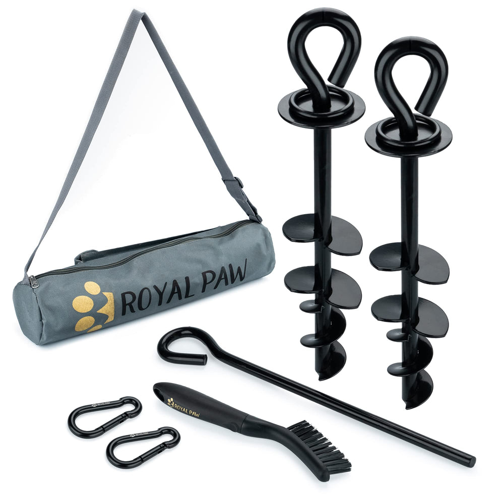 ROYAL PAW tie out stake in-ground anchor secures large dogs.