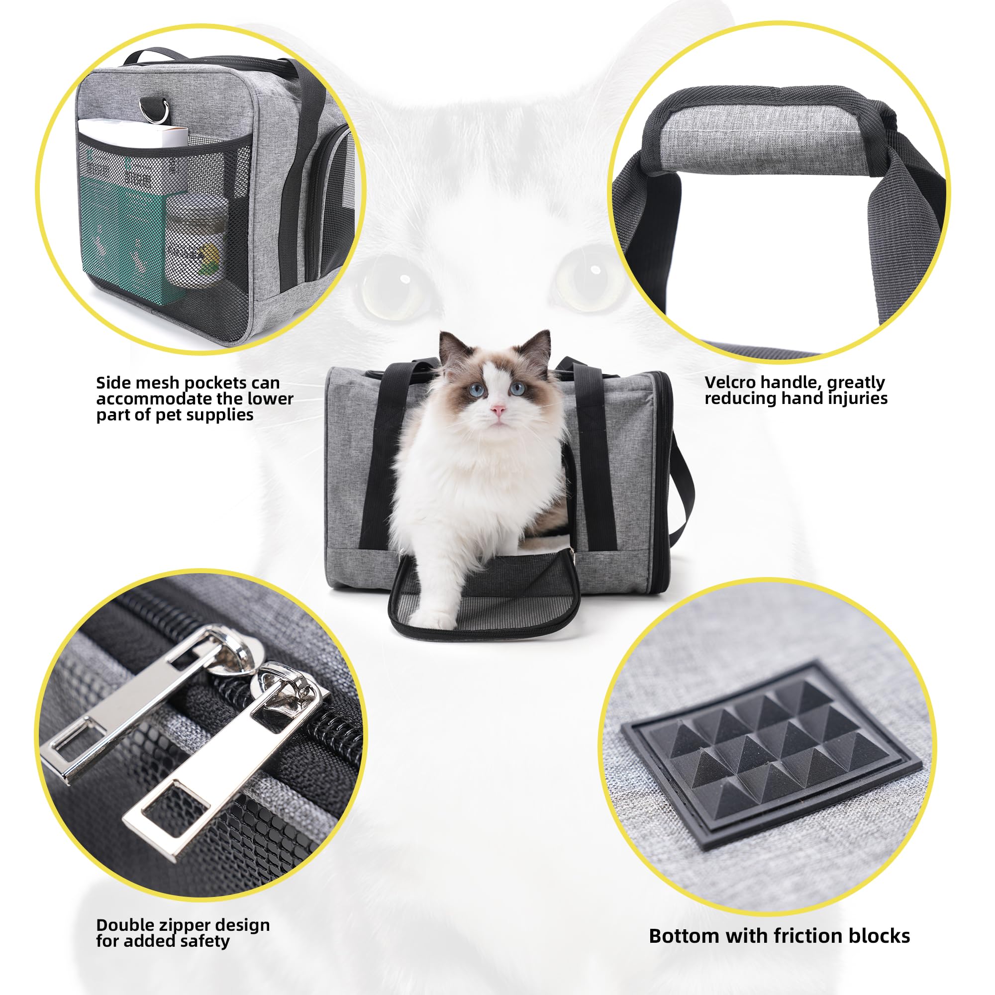 ROYPET cat carrier airline approved for small pets up to 15 lbs