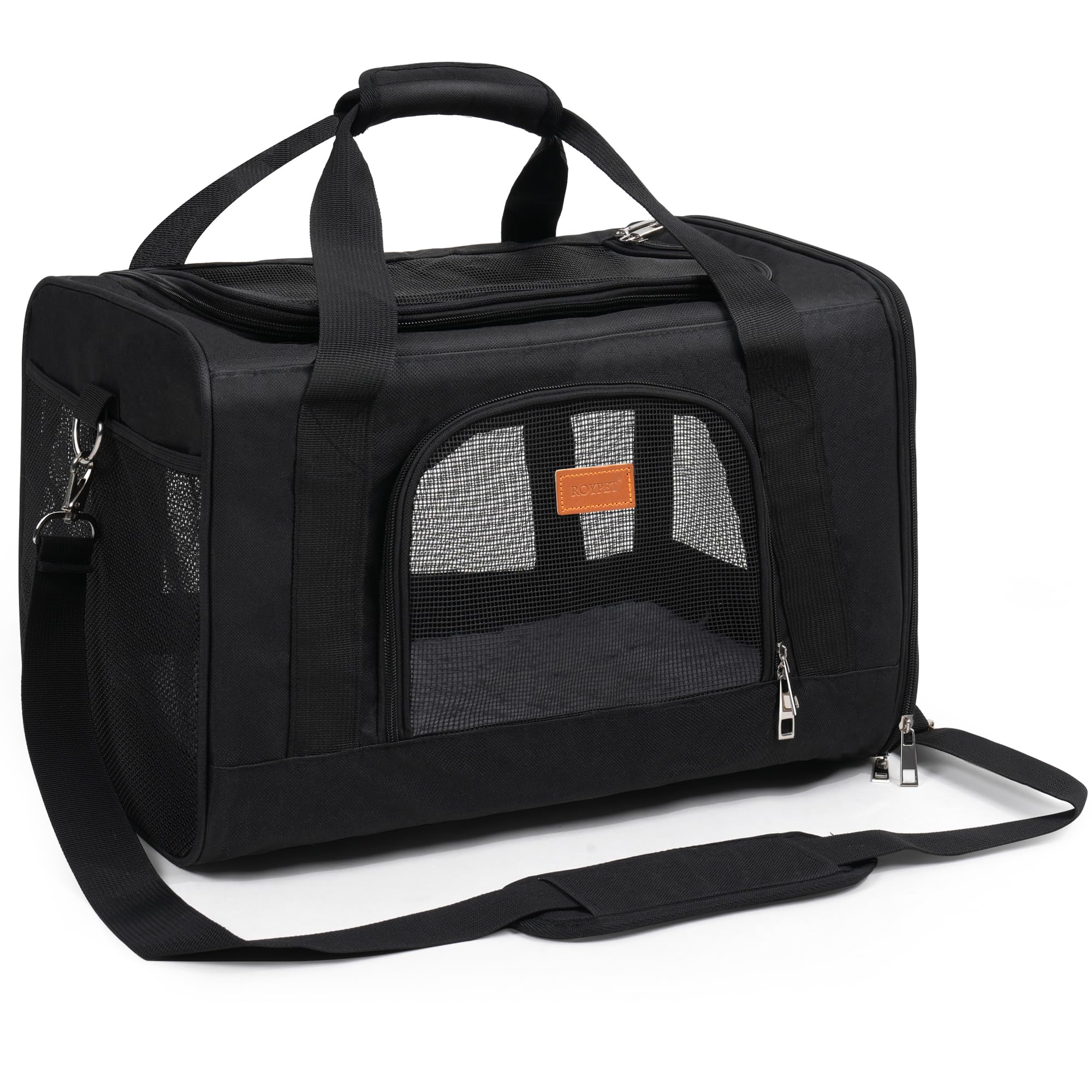 ROYPET airline-approved pet carrier enables smooth air travel for small pets.