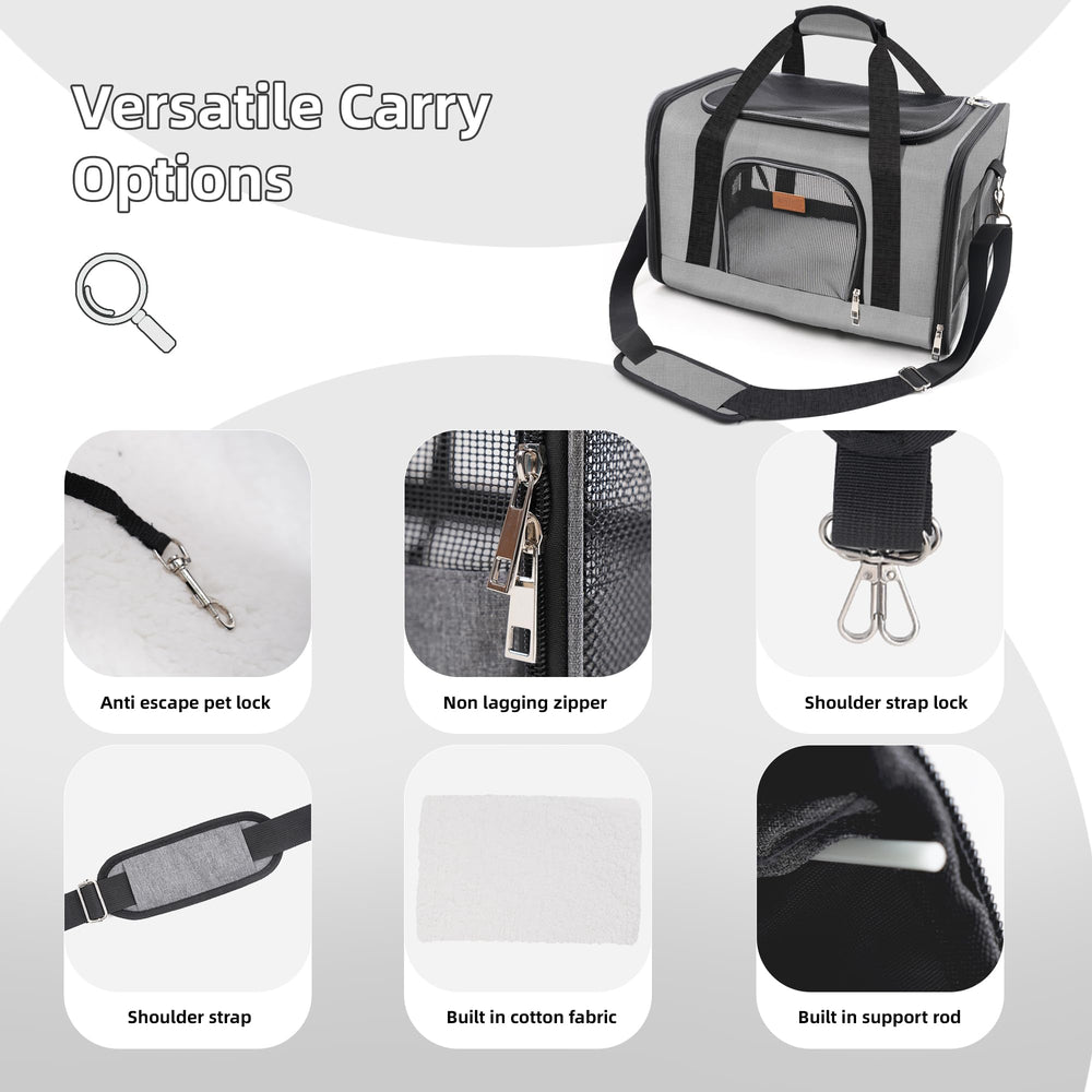 ROYPET cat carrier anti-slip zippers keep your pet secure