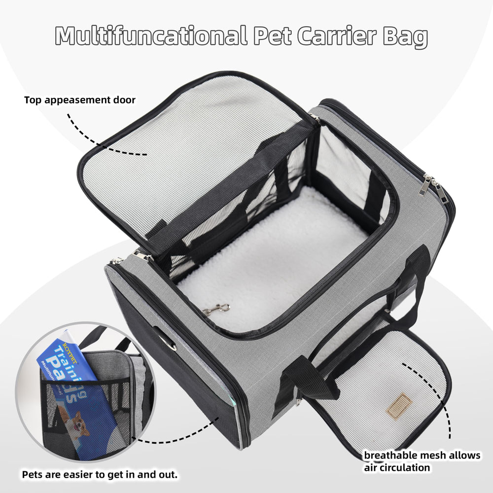 ROYPET cat carrier lightweight design for handheld or shoulder carry