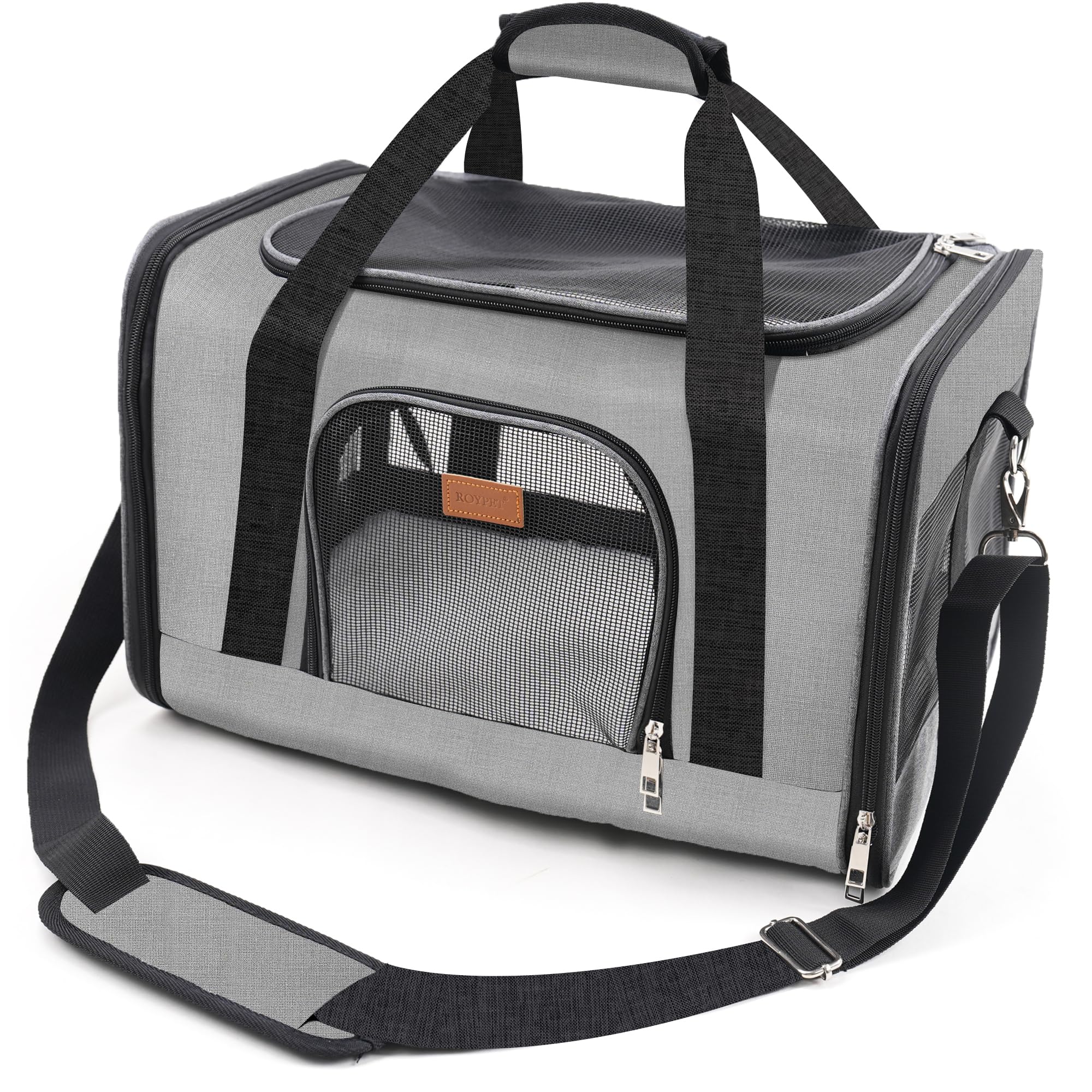 ROYPET cat carrier with scratch-proof mesh stands up to playful paws