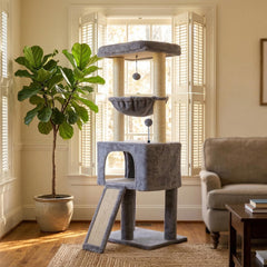 Roypet cat tree padded perches provide serene views and peaceful lounging