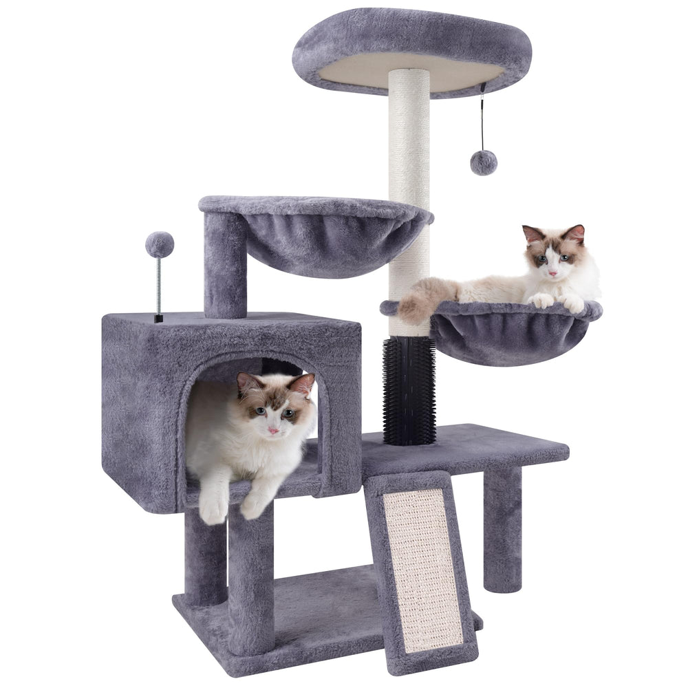 Roypet cat tree natural jute pads provide durable scratching surfaces.