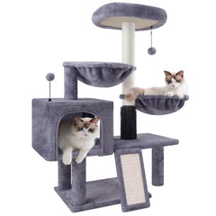 Roypet cat tree natural jute pads provide durable scratching surfaces.