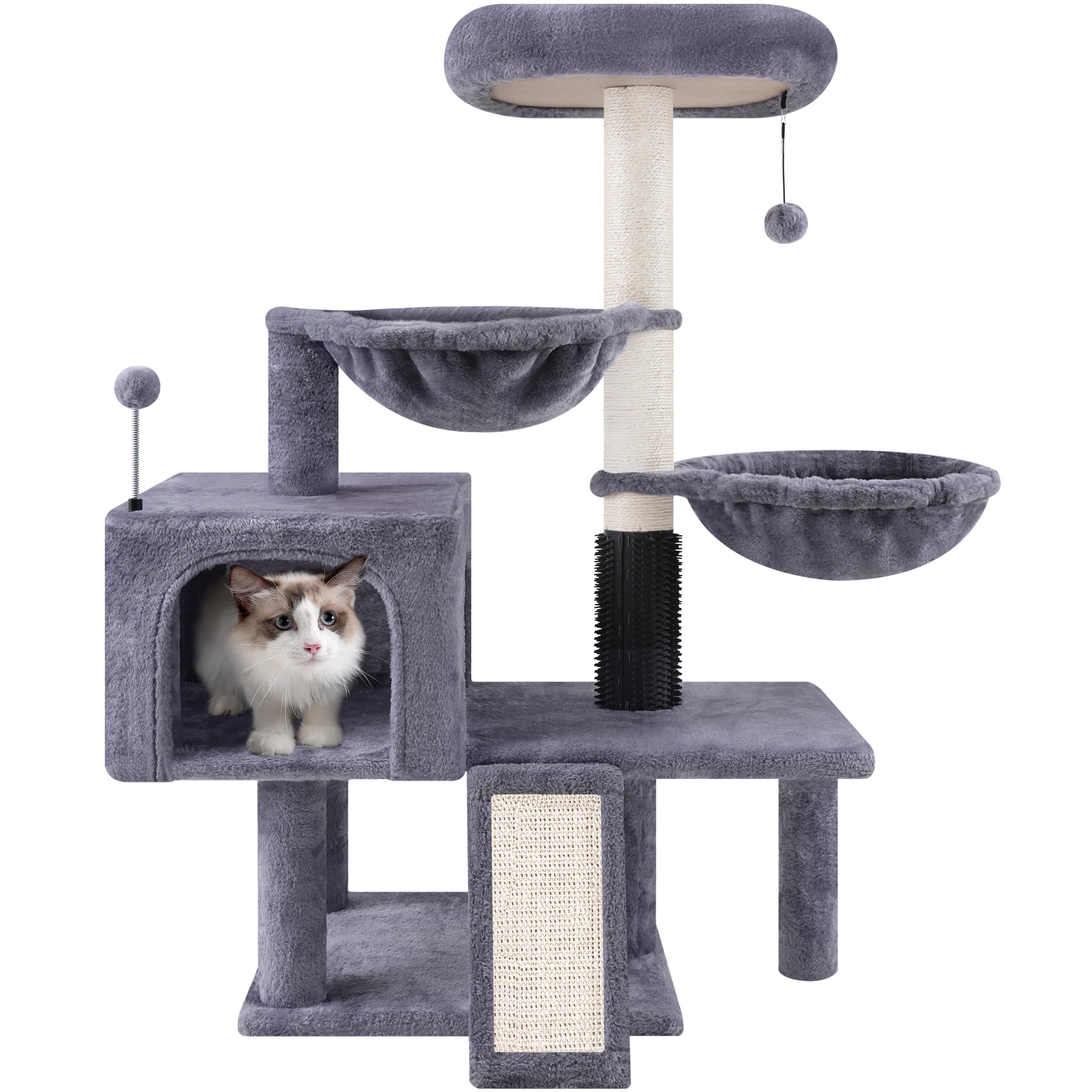 Roypet cat tree two hammocks offer comfy lounging and elevated views.