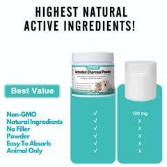 ROZJOVU Activated Charcoal for Pets supports skin soothing and odor neutralization.