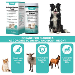 ROZJOVU charcoal powder texture highlights easy absorption for pet digestion.