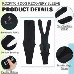 ROZKITCH recovery sleeve on the dog's left front leg for versatile use