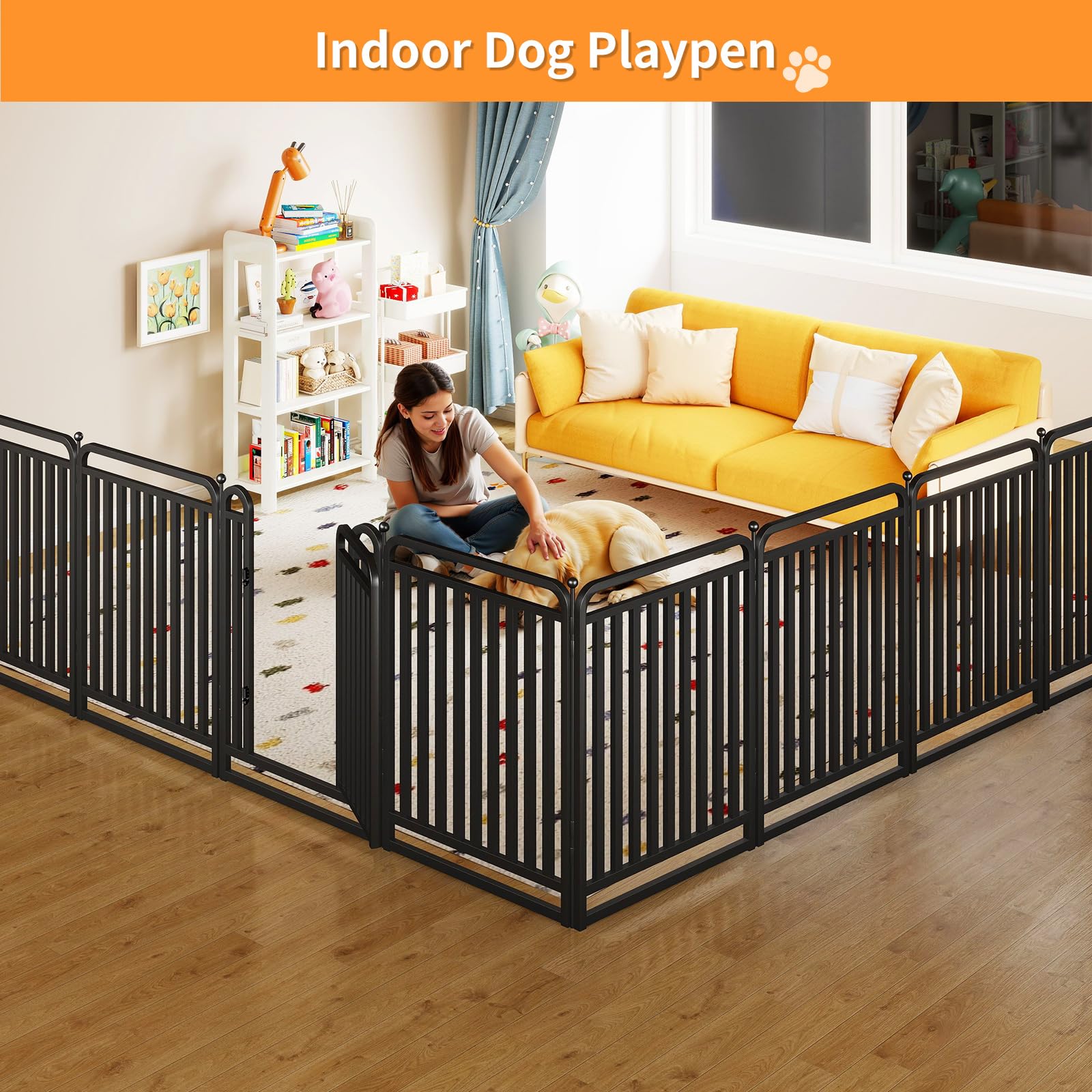 RRBW thickened metal tube dog playpen outdoor panel supports versatile layouts for indoor and outdoor use.