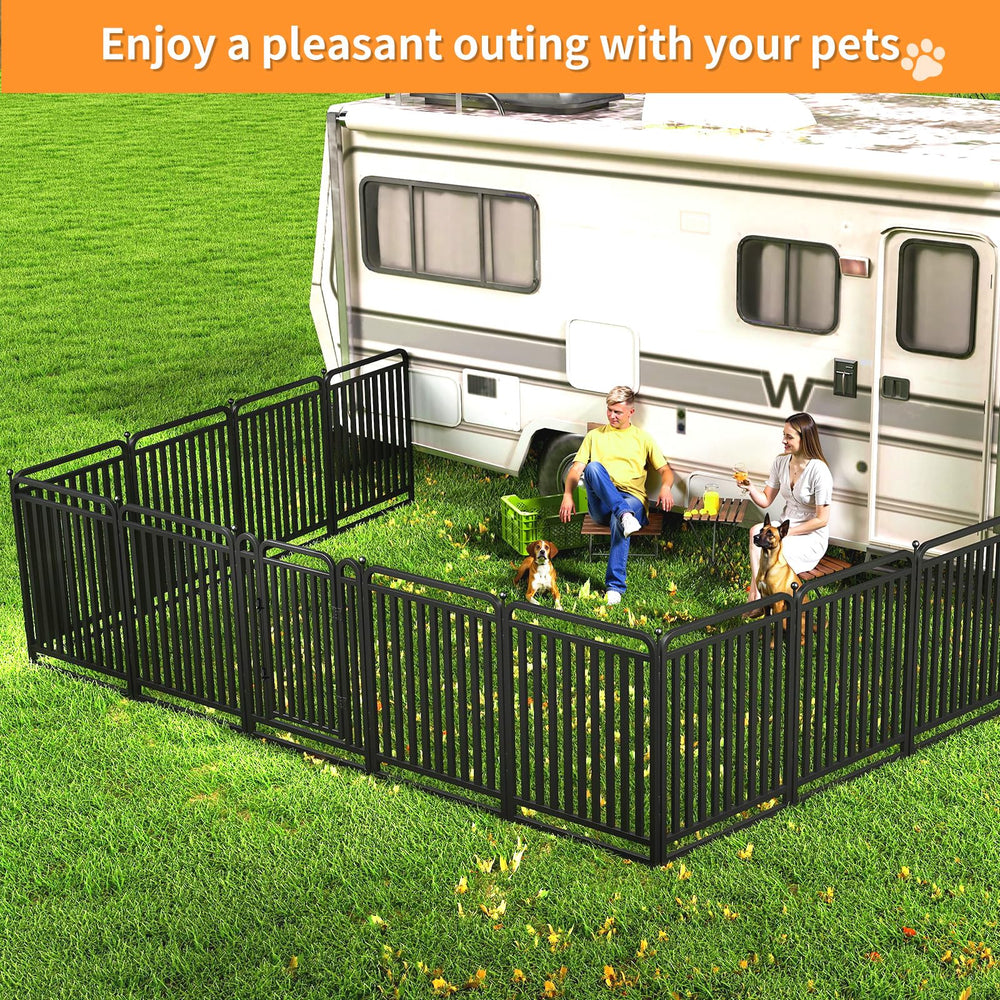 RRBW thickened metal tube dog playpen outdoor panel blends with home decor and yard aesthetics.