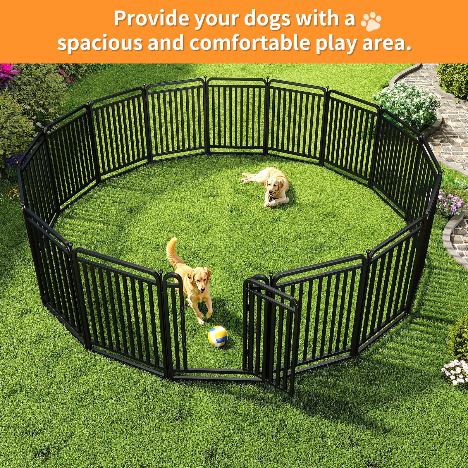 RRBW thickened metal tube dog playpen outdoor panel easy transport and compact storage.