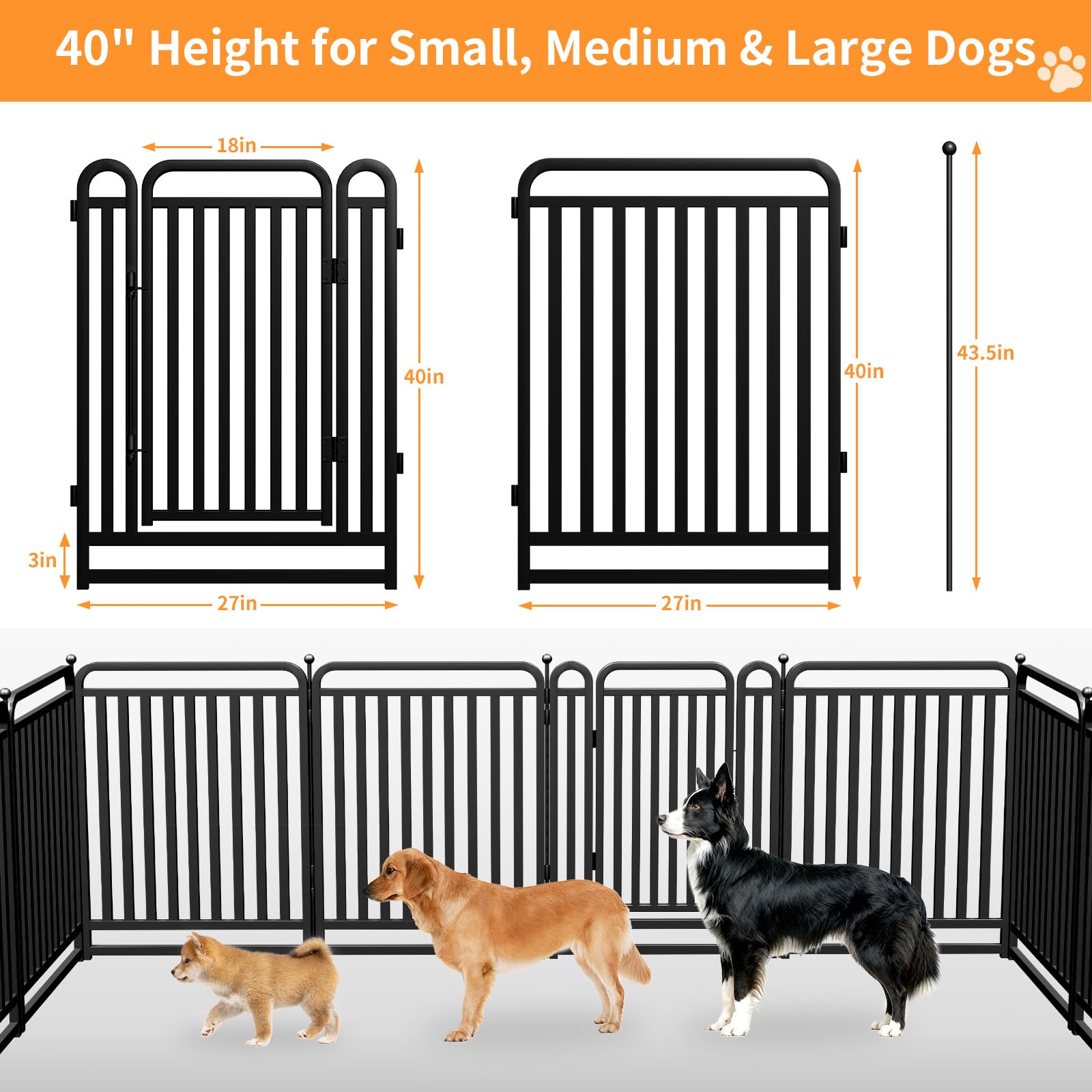 RRBW thickened metal tube dog playpen outdoor panel adjustable height options.