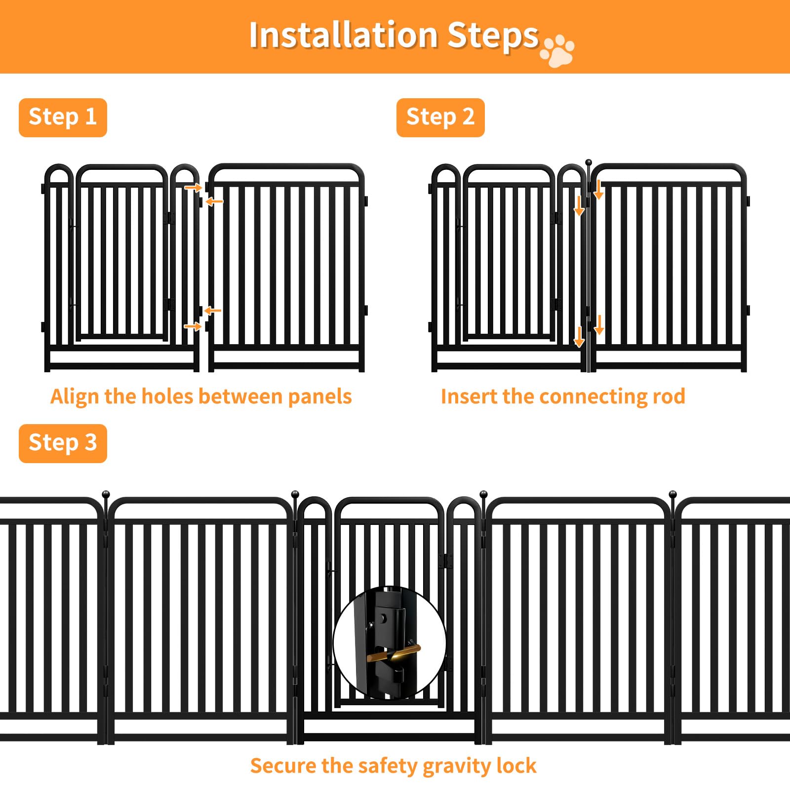 RRBW thickened metal tube dog playpen outdoor panel quick setup without tools.