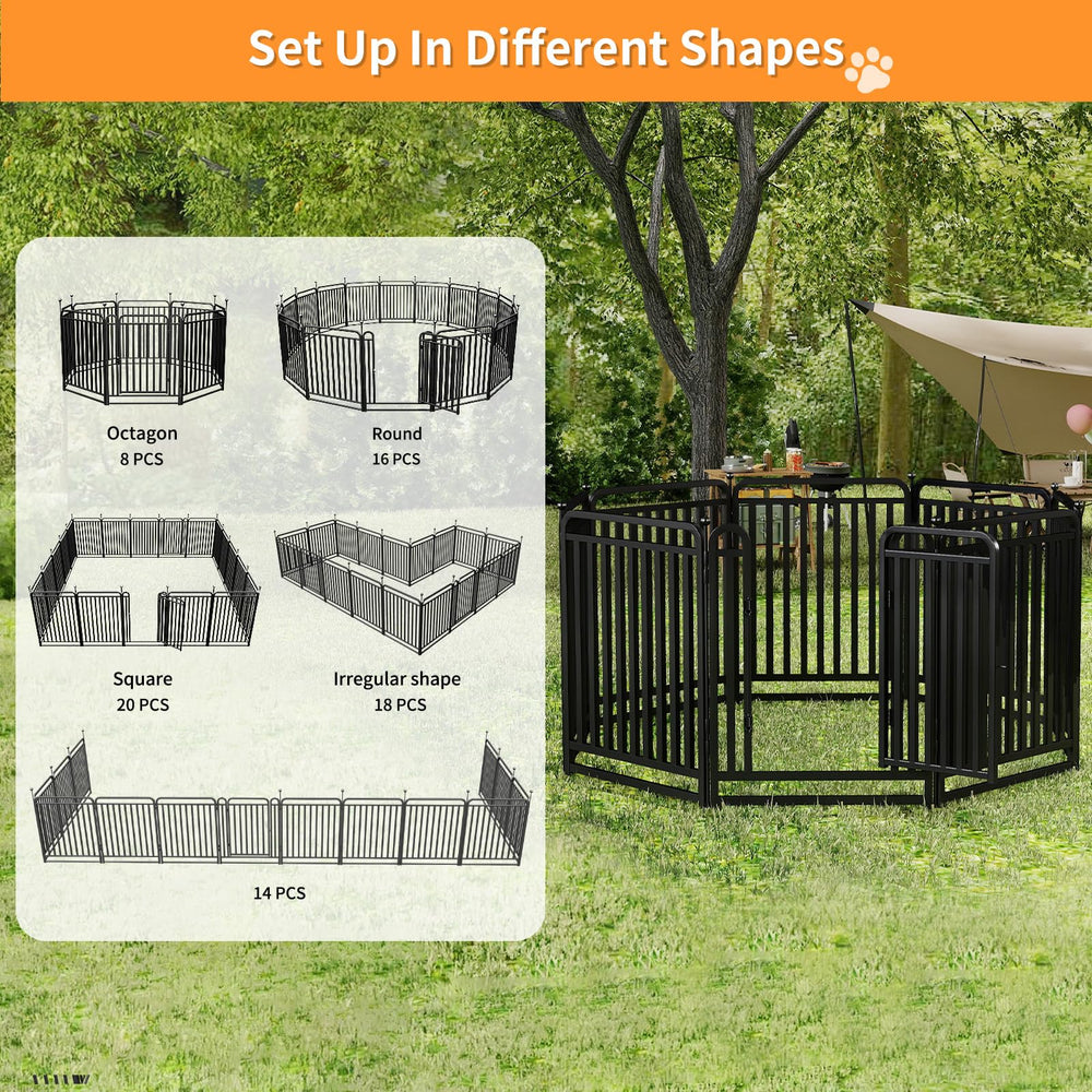RRBW thickened metal tube dog playpen outdoor panel ideal for RV camping and patios.