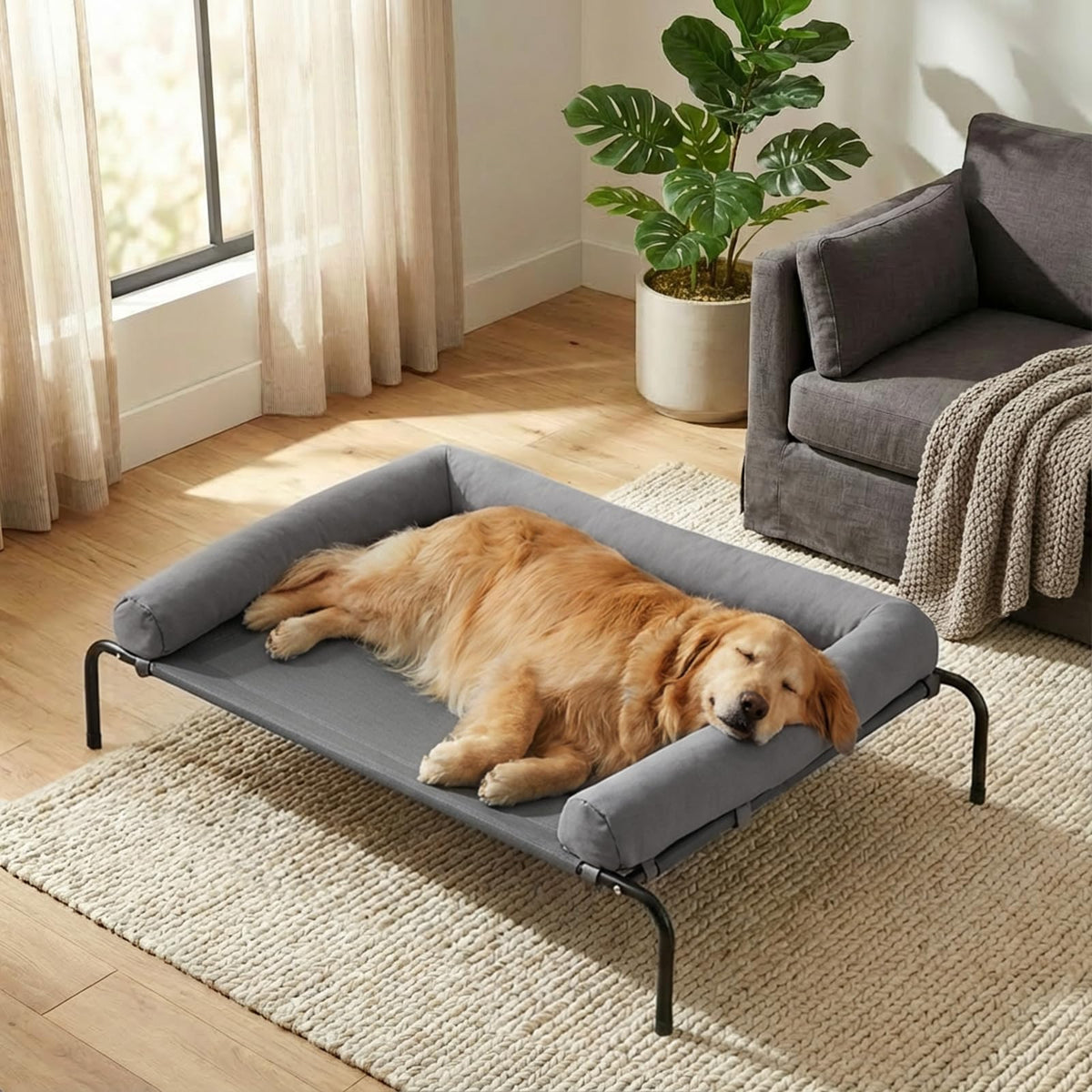 RRPETHOME large elevated cooling dog bed with breathable mesh for comfort