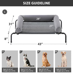 RRPETHOME large elevated cooling dog bed with U-shaped pillow and removable cover