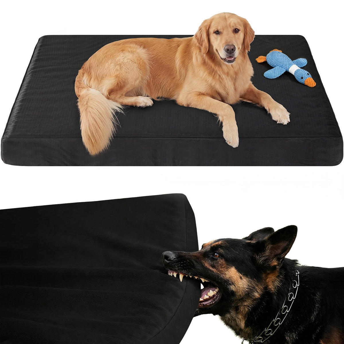 RRPETHOME indestructible dog bed outer fabric shows rugged durability for chewers.