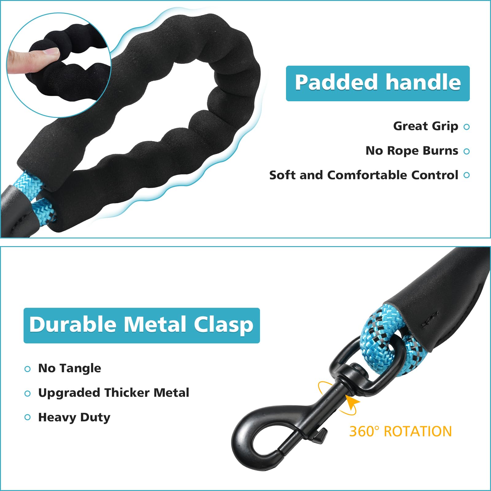 Rttochfy durable nylon rope leash offers reliable control during walks, runs, and training.