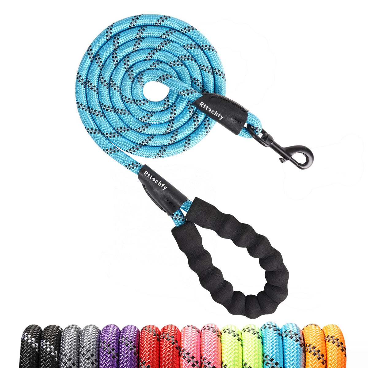 Rttochfy padded handle blue dog leash delivers a comfortable grip for longer walks.