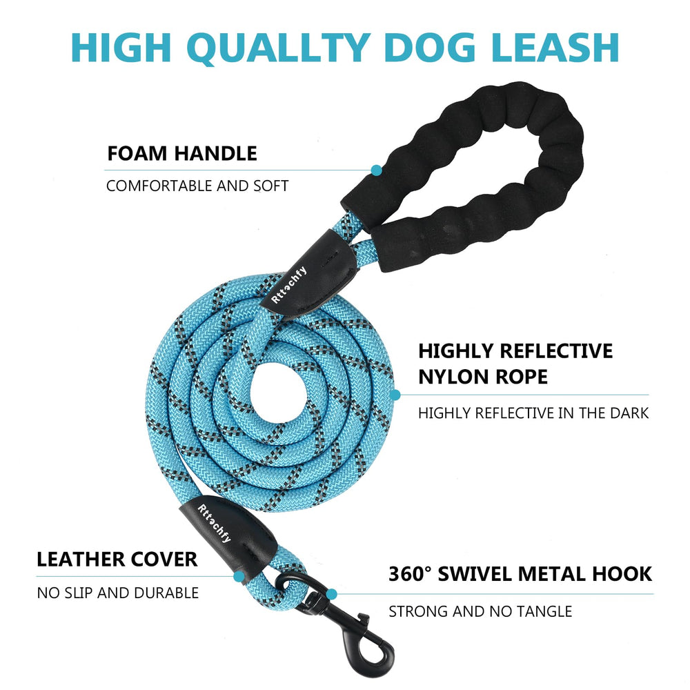Rttochfy rope dog leash with reflective threads for safer night walks in pink.