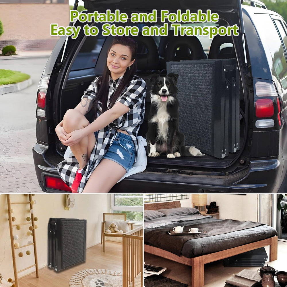 RUBLELITIE dog ramp heavy-duty aluminum frame supports up to 250 lbs