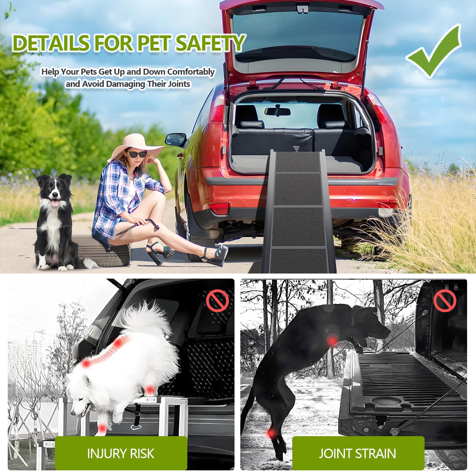 RUBLELITIE dog ramp wide surface for confident steps
