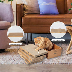 RUBMEOW cat-scratcher flat boards provide a large scratching area.