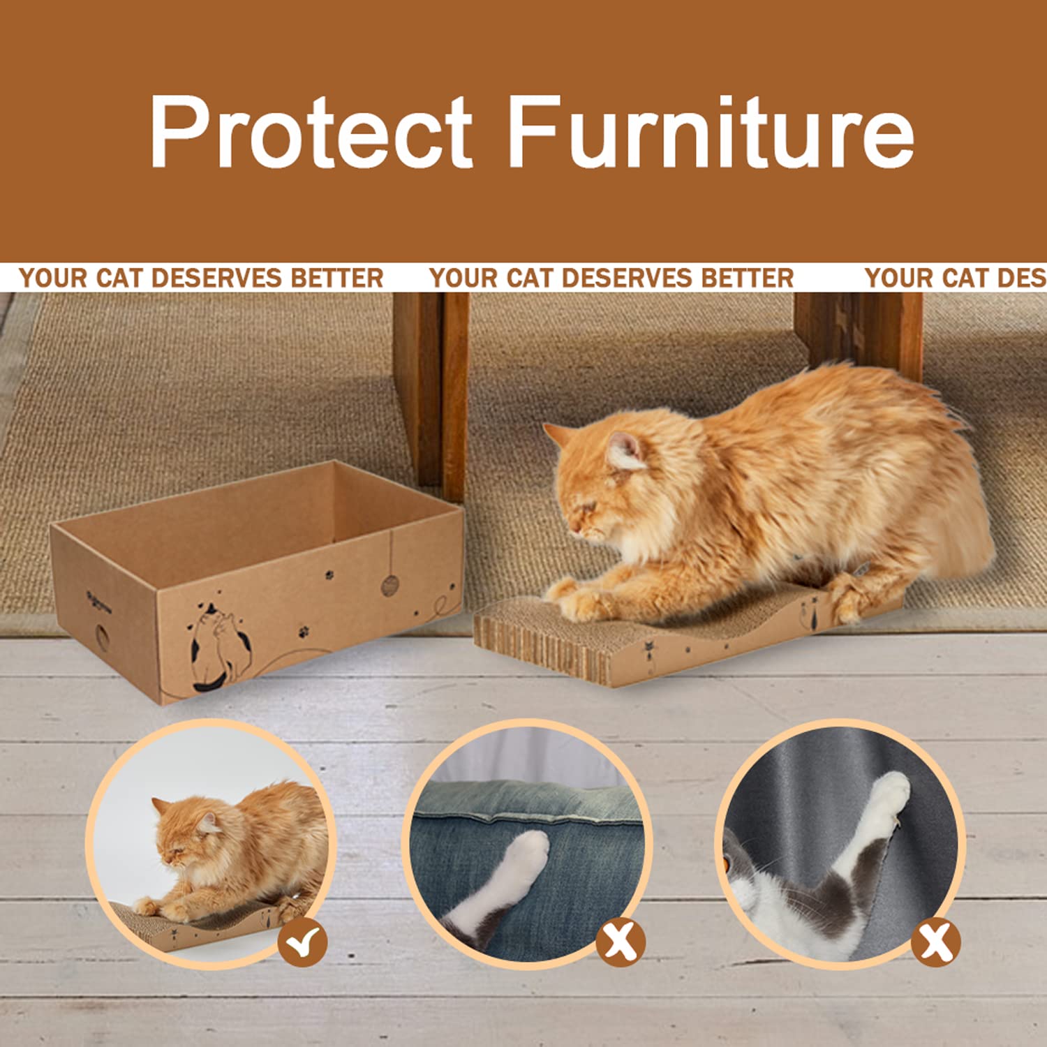 RUBMEOW cat-scratcher wave boards offering textured claw play.