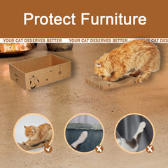 RUBMEOW corrugated paper scratcher for indoor cats, eco-friendly and safe materials.