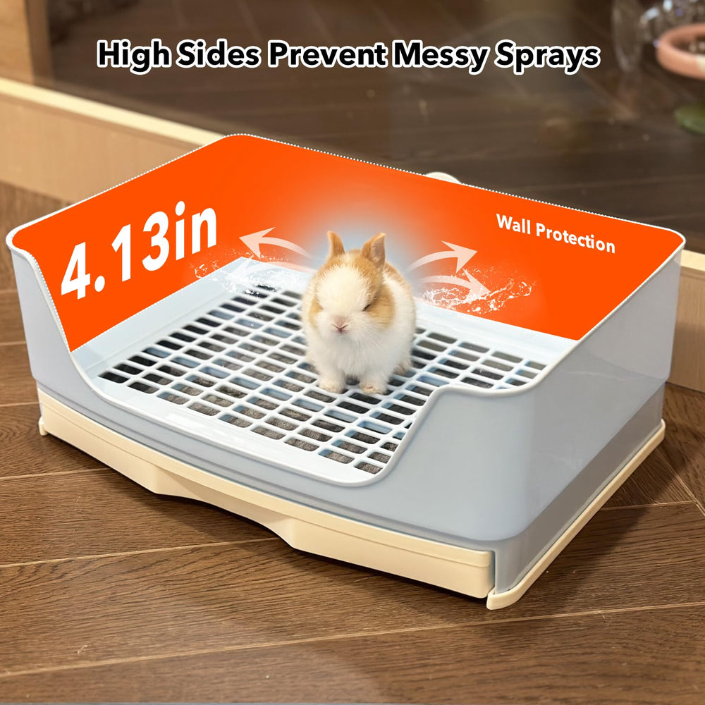 RubyHome blue 16-9 inch litter box fits many small animals.