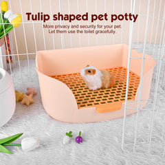 RubyHome large bunny litter box in cage attachment demonstrates secure setup