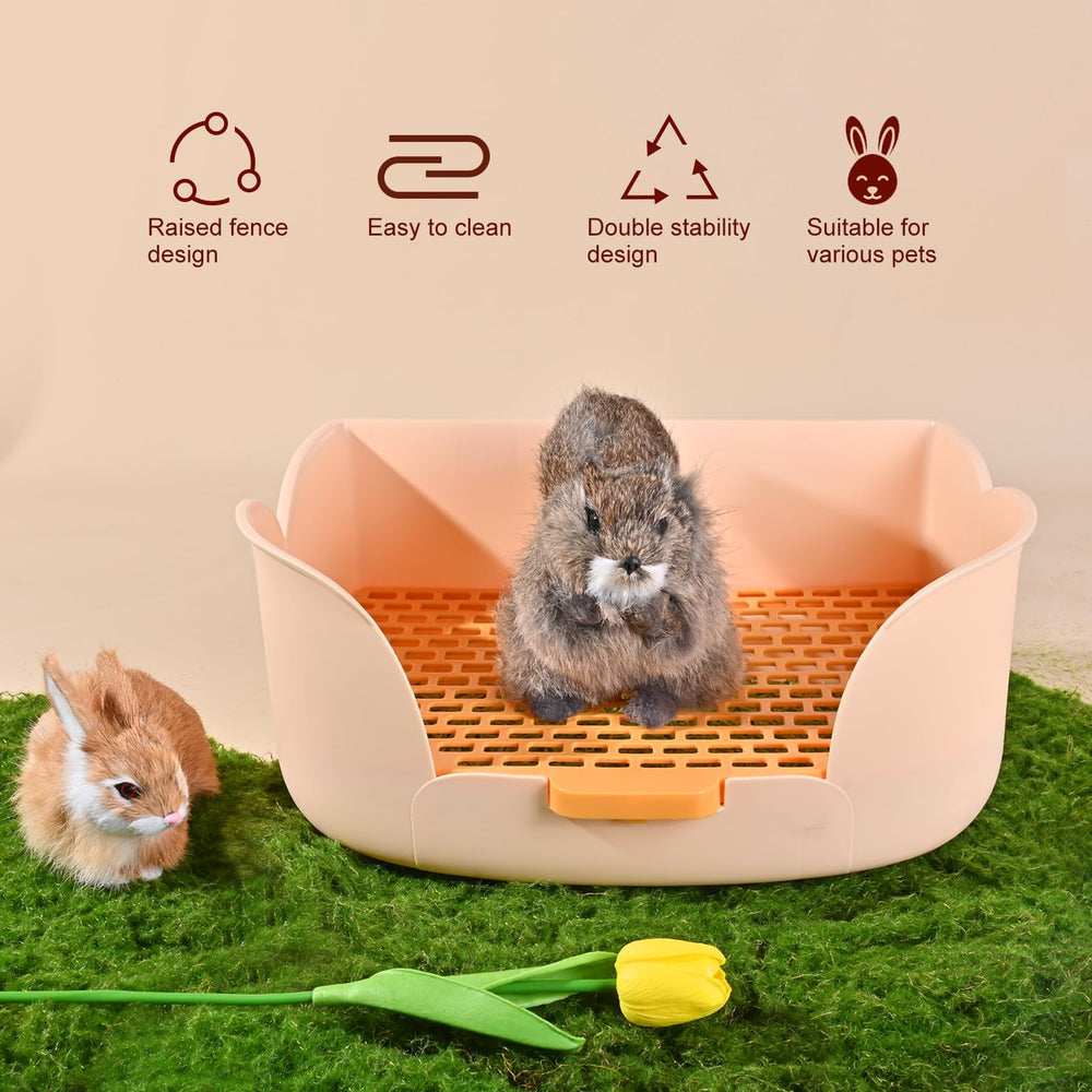 RubyHome large bunny litter box three-sided guard to reduce splashes