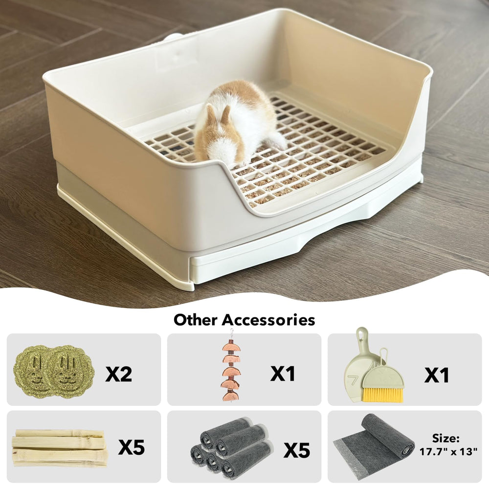 RubyHOME large rabbit litter box with easy-clean drawer for quick waste removal.